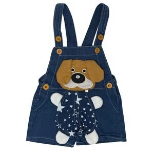 Overalls with Dog and 3D Ears Blue with White Stars 9-12 Months